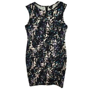 Women’s Multicolor Abstract Bodycon Dress Sleeveless Stretch Size XL